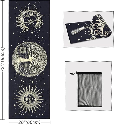 Miniatura 2 de Toalla para esterilla de yoga con bolsillos en las esquinas, toallas de yoga de microfibra para yoga caliente, antideslizantes, absorben la humedad,