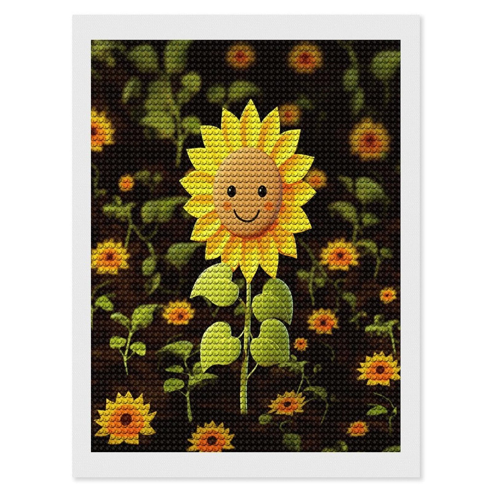 Cute Sunflower Diamond Art Kits for Adult Round Full Drill Diamond Dots Paintings for Beginner Picture Art DIY Diamond Painting Kits 5D Diamond Art Painting for Home Wall Decor 12"x16"
