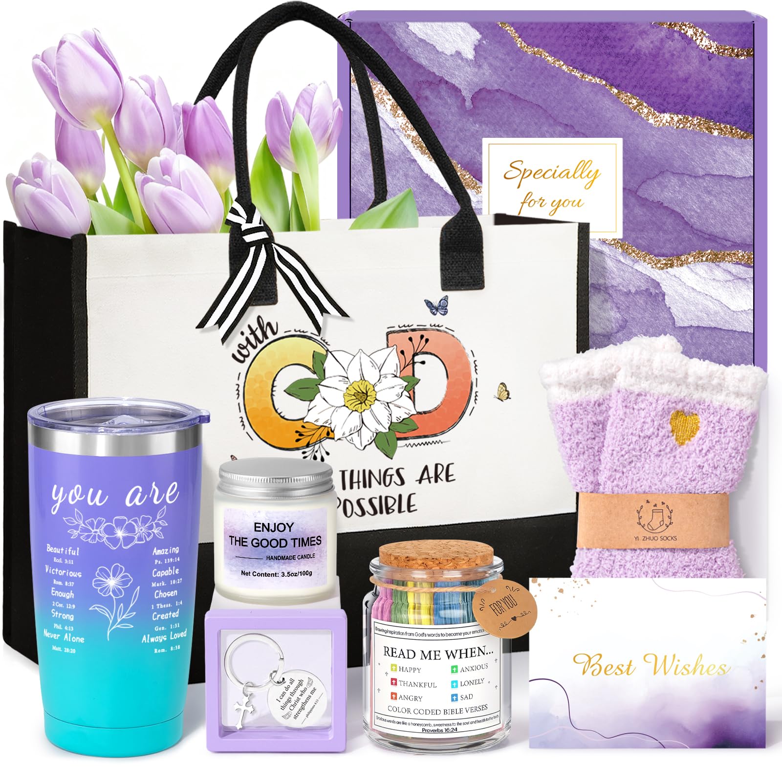 Thank You Gifts for Women, Boss Day Gift Set w/Canvas Tote Bag Tumbler, Birthday Christmas Appreciation Gift Basket for Women