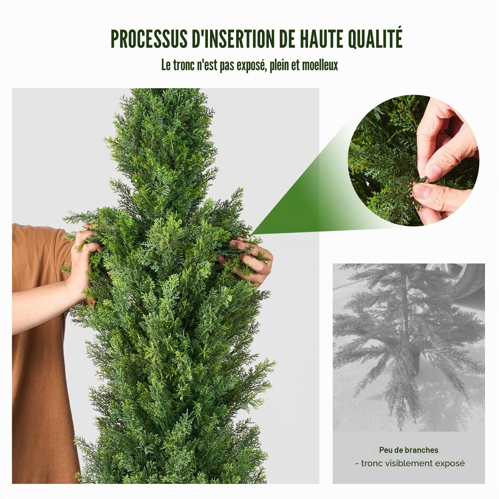 VEVOR Arbre Topiaire Artificiel Cèdre, Lot de 2, 121,9 cm, avec Feuilles Supplémentaires et Pot, Feuilles Persistantes, Résistante aux UV, Ensemble Plante Artificielle pour Déco Intérieur Extérieur