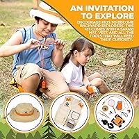 Vista 2 de Kit de Explorador Infantil con Chaleco y Sombrero de Safari para Niños de 7 a 12 Años - Disfraz de Safari y Vestirse como Guardián de Zoológico