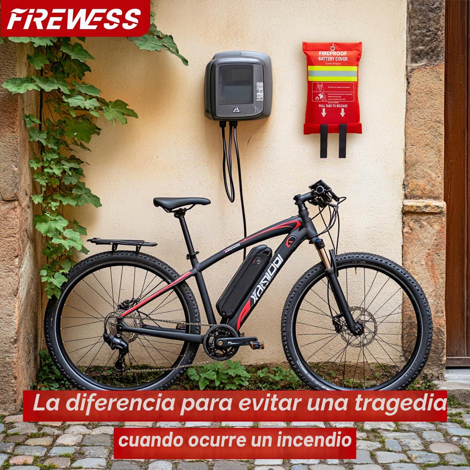 Manta Ignífuga, Manta de Fuego para scooter eléctrico y bicicleta eléctrica, de Emergencia contra Incendios, de batería de litio, 198x245cm