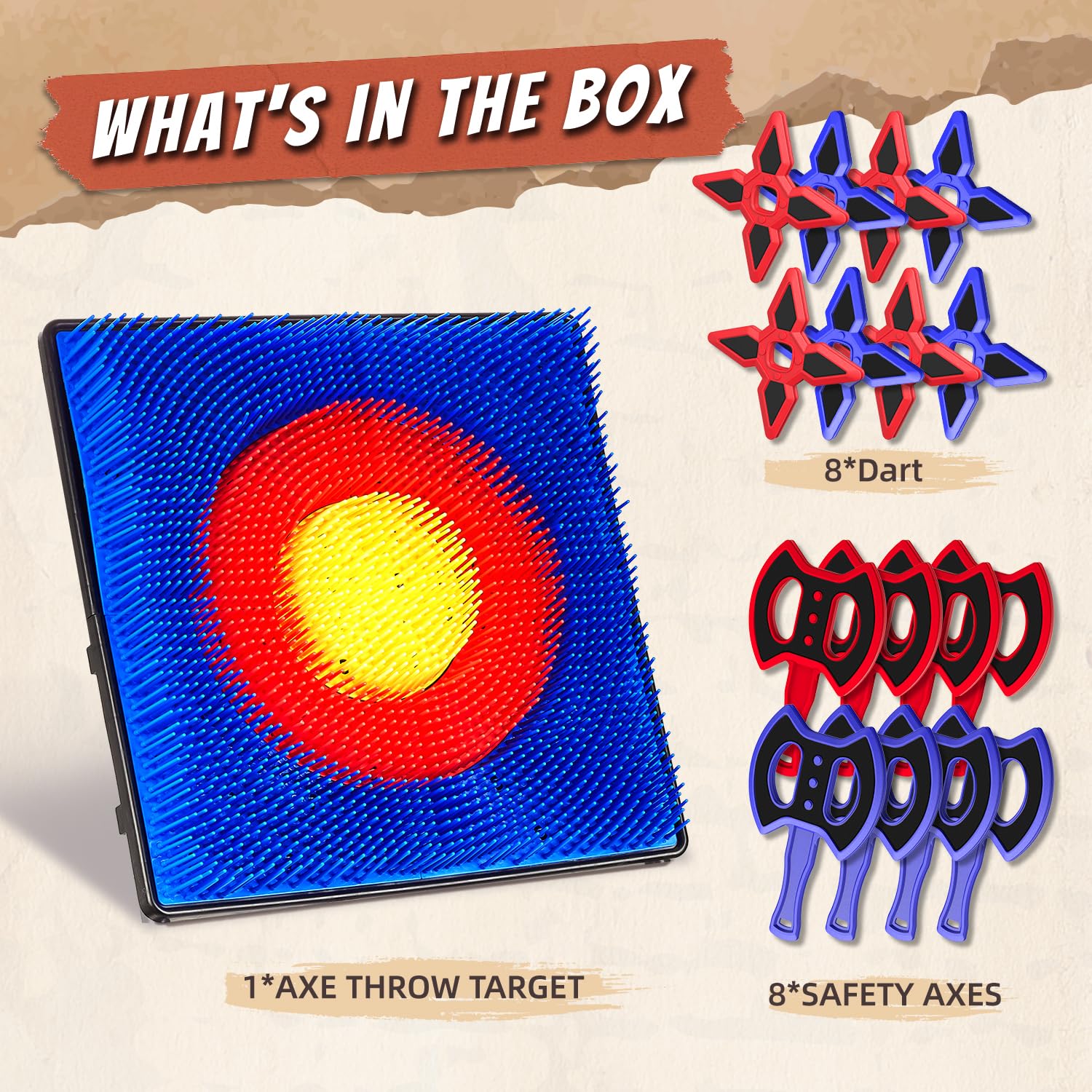Axe Throwing Game for Backyard, Axe Throwing Target Set with 16 Throwing Axes Outdoor Games Indoor Carnival Yard Lawn Backyard Games for Age 6-12 — view 4