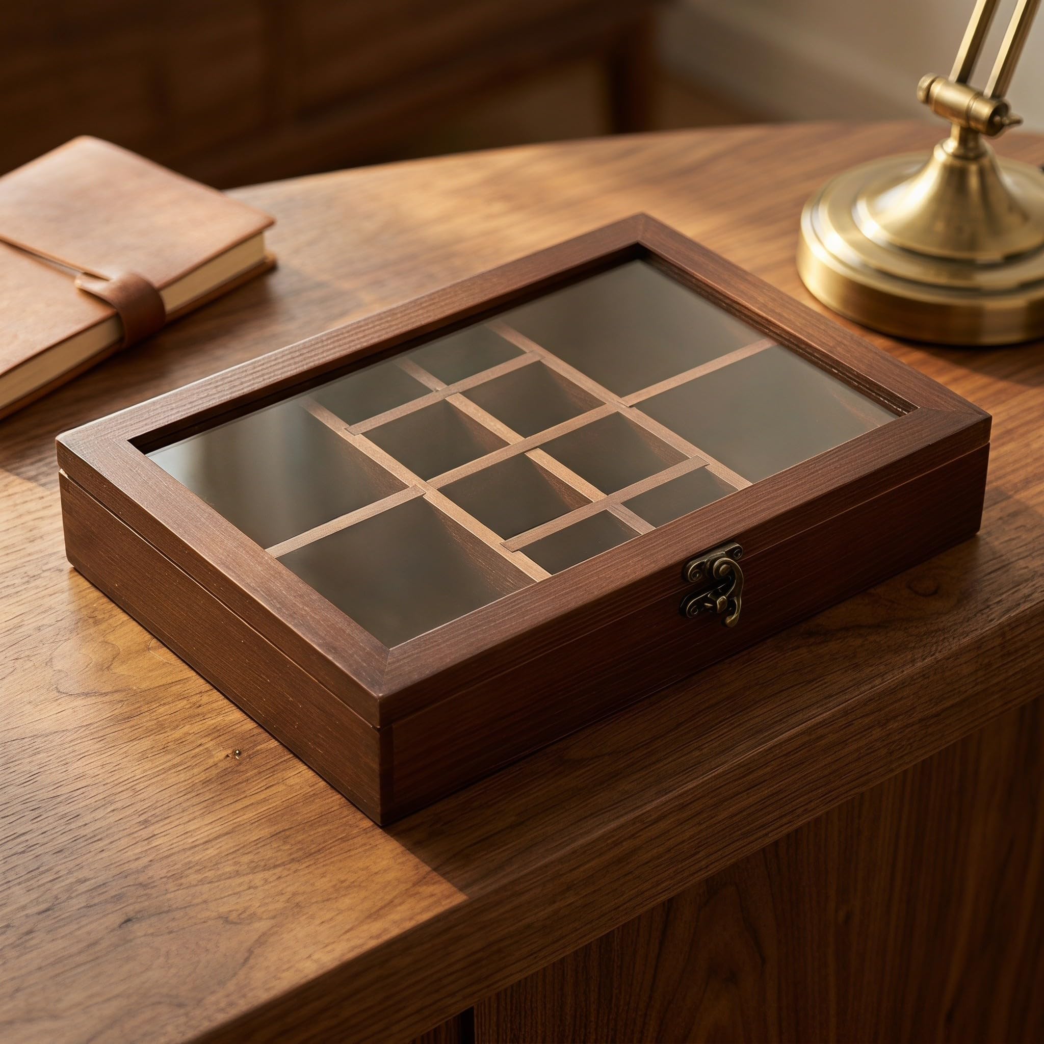 Toyvian Caja de Coleccionista de Madera Marrón con Tapa Transparente