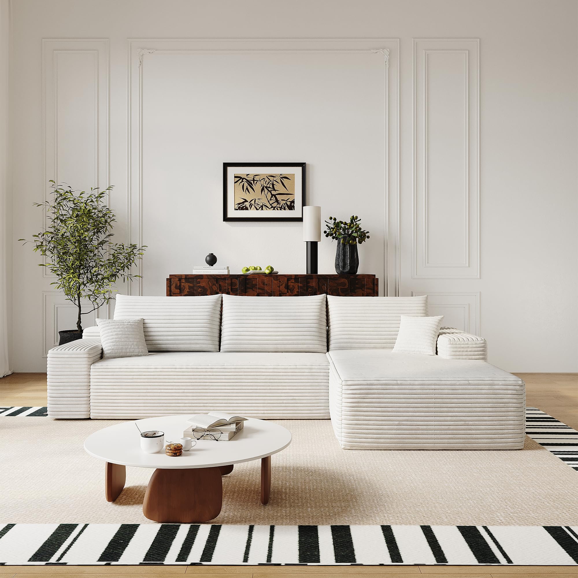 AUGOP 108" Sectional Couches for Living Room Modern Modular Sofa with L-Shape Couchs Upholstered Boneless Couch Deep Seat Sectional Couch with Chaise