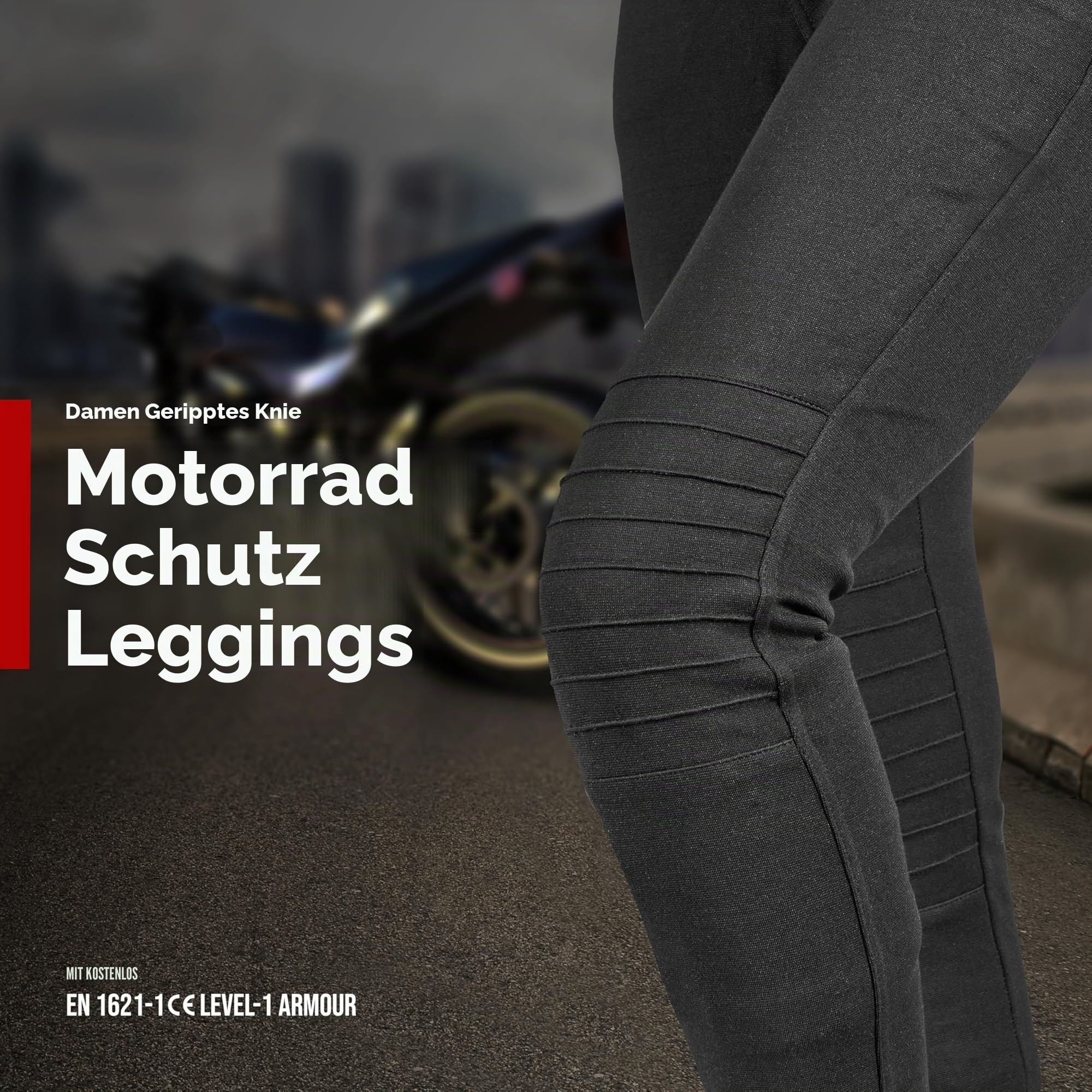 GREAT BIKERS GEAR - Motorrad-Super-Leggings für Damen, gefüttert, schützende Motorrad-Leggings für Damen, verstärkt mit Aramidgewebe und Abnehmbarer CE-Panzerung.