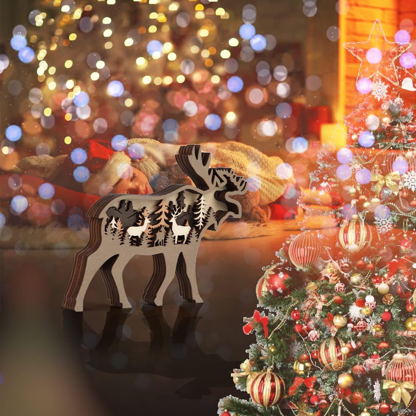 ELAYARD Elch Deko Figuren - 6 Stück Miniatur Waldtiere Für Epoxidharz & Modellbau