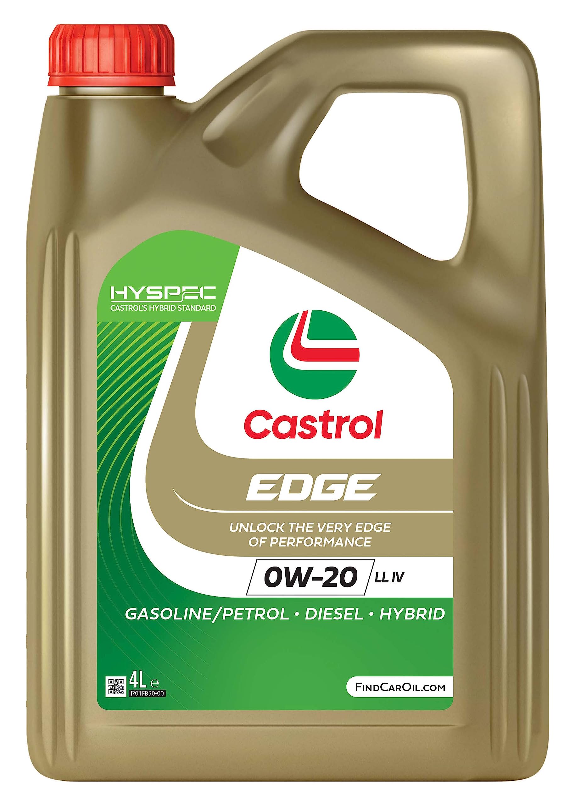 Castrol EDGE 0W-20 LL IV 4L, Aceite de Motor Avanzado Sintético, Cumple con las Especificaciones ACEA C5/C6, API SQ y ILSAC GF-7, 4L