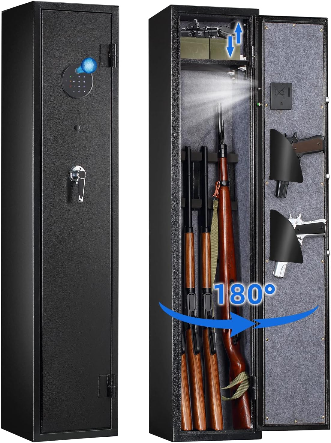 GOOGIC Biometric Rifle Gun Safe, Fingerprint/Password Long