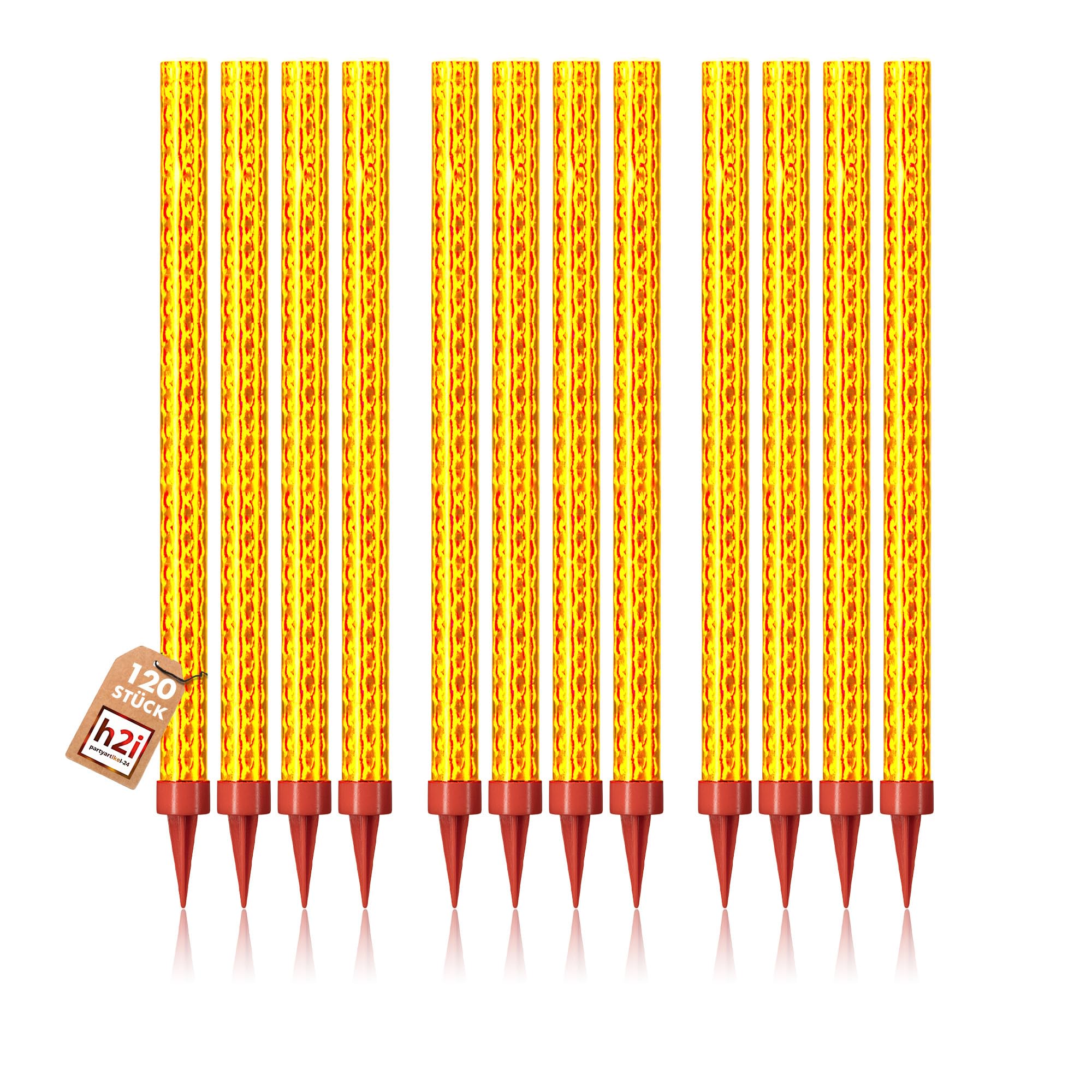 h2i Eissterne | 120 Stück | 90 Sek. Brenndauer | Eisfontäne, Sprühkerze, Wunderkerze - Highlight für Events, Party, Hochzeit, Geburtstag | Tischfeuerwerk & Deko für Flaschen & Torten | Kat F1