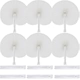 Bestage 20 Pcs White Paper Fans,Foldable Handheld Fans for Women,Round Wedding Decorative Folding Hand Fan for Bridal Guest Church Party Favors Dancing Birthday DIY