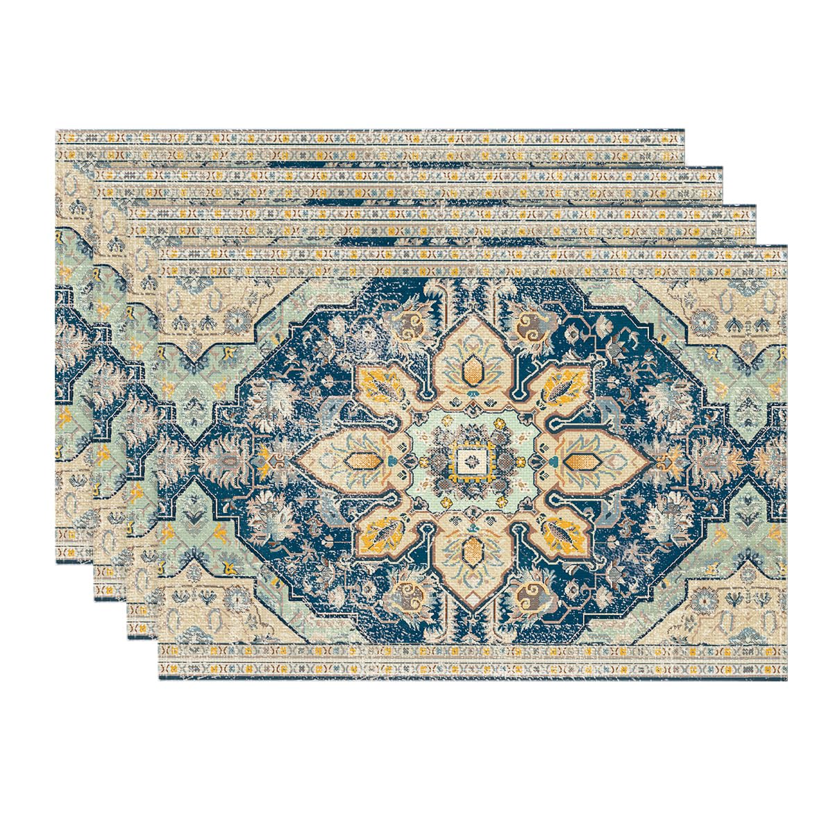 Artoid Mode Boho Bohemia Style Sliver Placemats Set of 4, 12x18 Inch Country Rustic Farmhouse Magical Fall Table Mats for Party Kitchen Dining