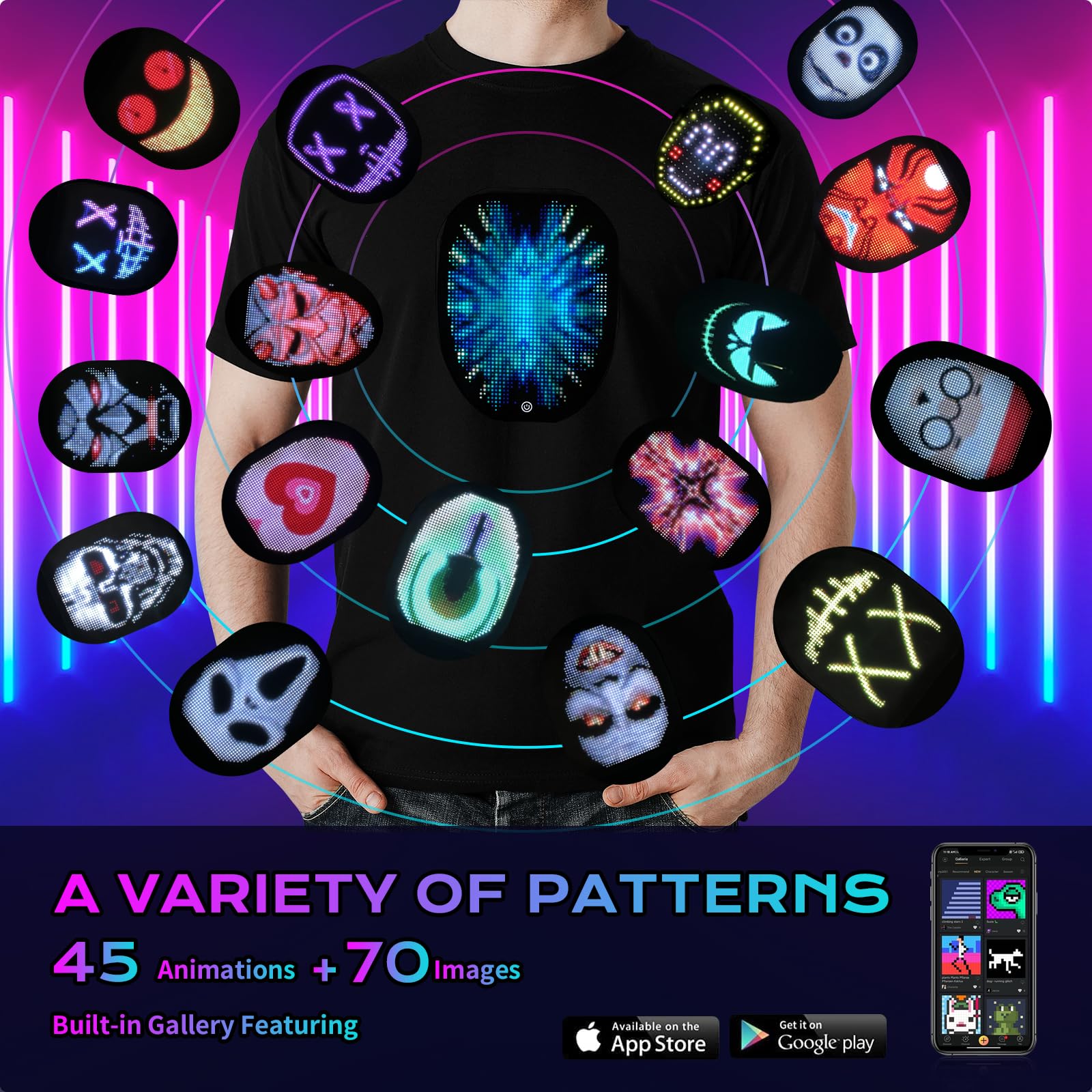 SOOOEC - Camiseta con Luz Led y Sonido Activado