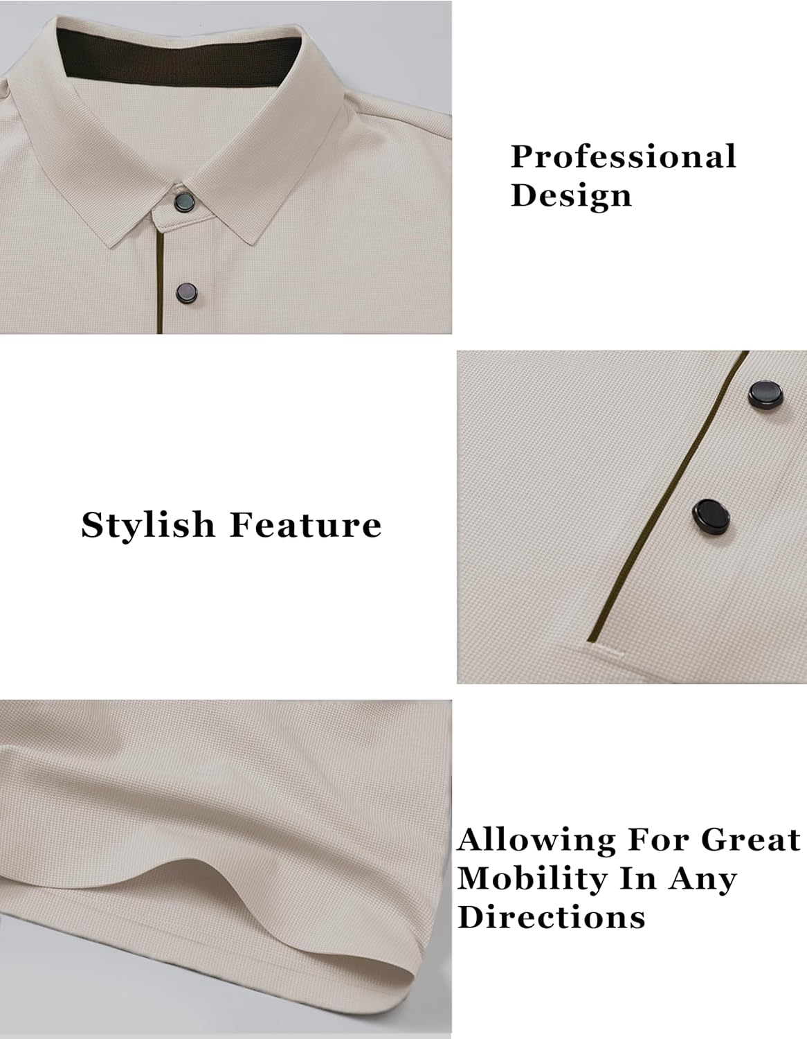 Men's Polo Shirts Short Sleeve with Contrast Collar – Quick Dry Moisture Wicking Golf Shirts for Work or Casual Wear