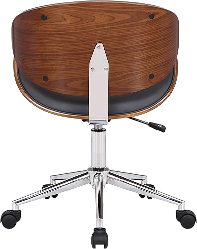 Miniatura 28 de Armen Living LCDAOFCHBL Daphne Silla de oficina de piel sintética negra, con acabado cromado. Bellevue,Cuero de imitación negro,Acabado