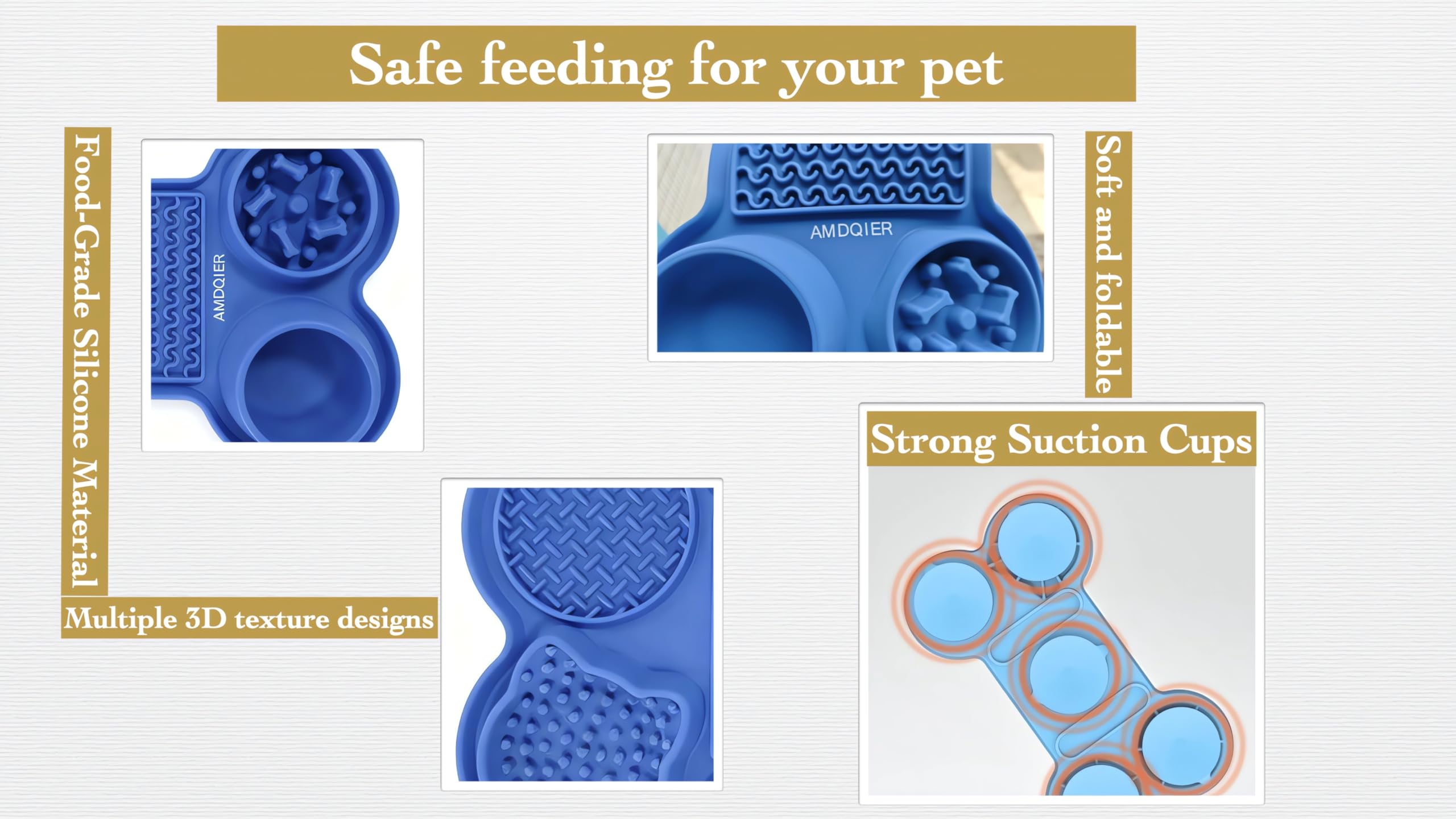 Tapete de alimentación lenta para perros, tapete para lamer gatos con ventosas fuertes, tapete interactivo 6 en 1 para comedores rápidos, alivio de ansiedad, aseo y tiempo de baño, apto para