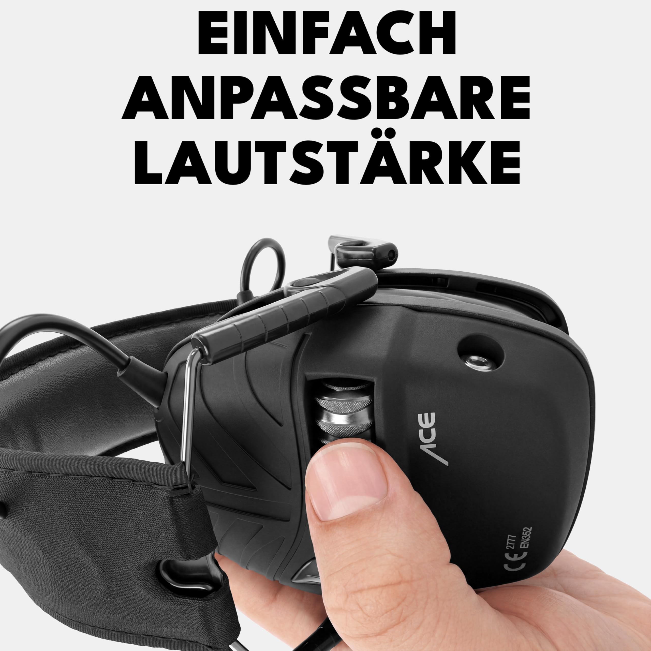 ACE Alpha Capsule Gehörschutz - Aktiver Ohrschutz für Arbeit/Jagd/Schießen - EN 352 - Schwarz