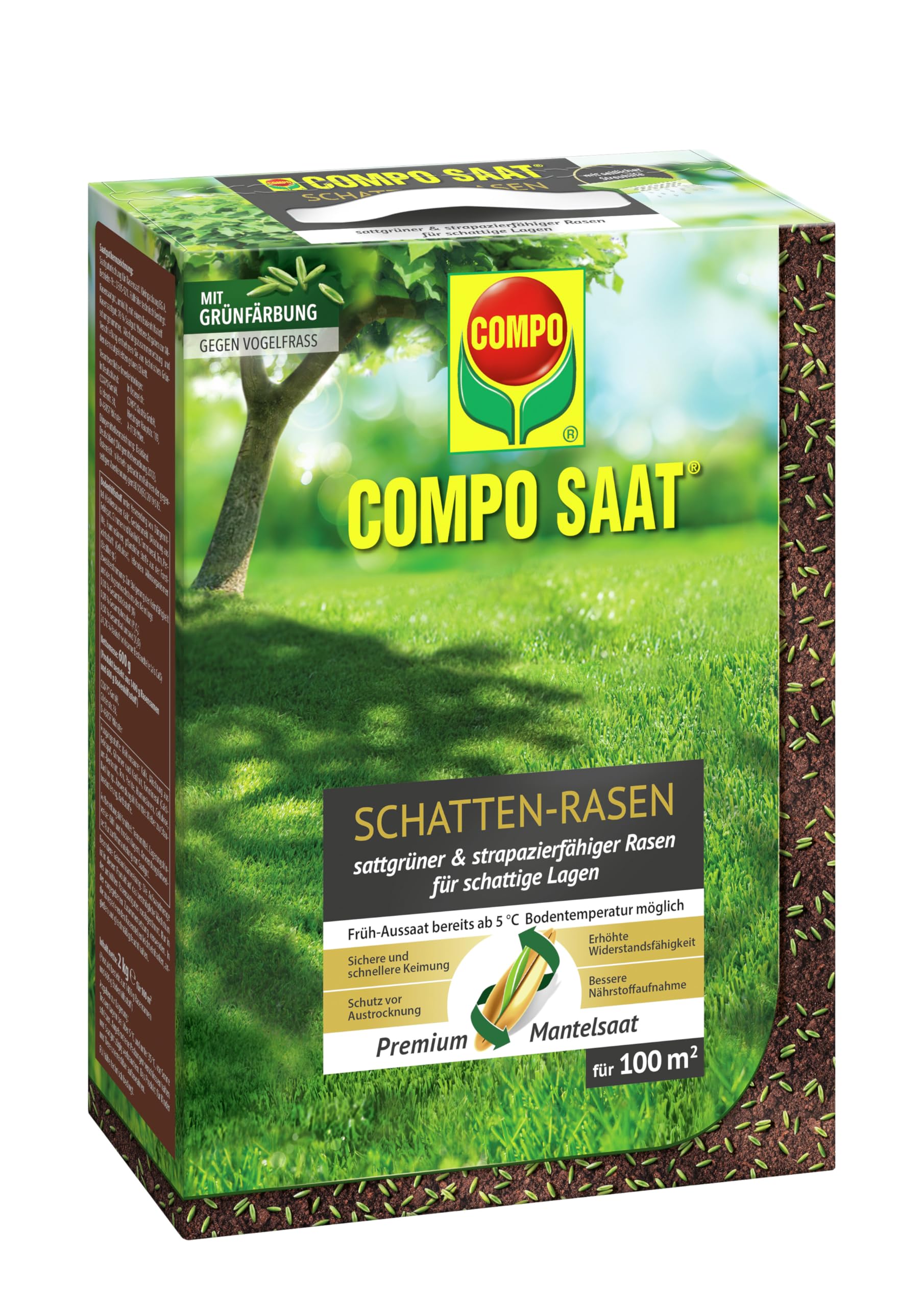COMPO SAAT Schatten-Rasen - ideal für schattige Lagen - strapazierfähiger Schattenrasen - 2 kg für 100 m²