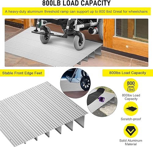 Vista 39 de Rampa de umbral de puerta de 3 pulgadas, rampa de entrada de aluminio o puertas, capacidad de carga de 800 libras para sillas de ruedas, scooters