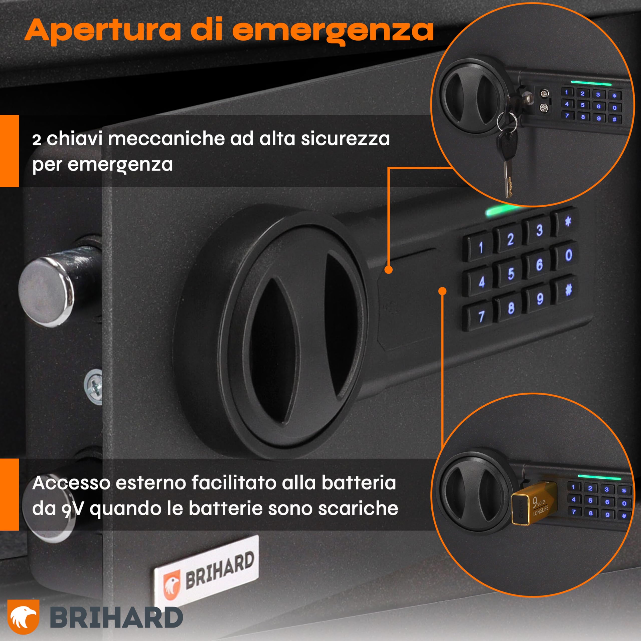 Home Cassaforte Elettronica Compatta 11L – Cassaforte Piccola 20x31x20 cm con Tastierino Digitale e Schermo LED – Cassetta di Sicurezza per Contanti e Gioielli