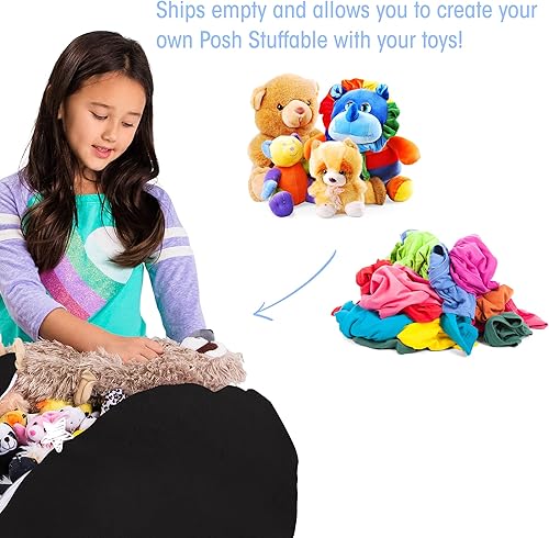 Miniatura 65 de Posh Stuffable - Sillón puff con almacenamiento para niños, contenedor de animales de peluche, organizador de juguetes de niños Lienzo Burbujas Azul