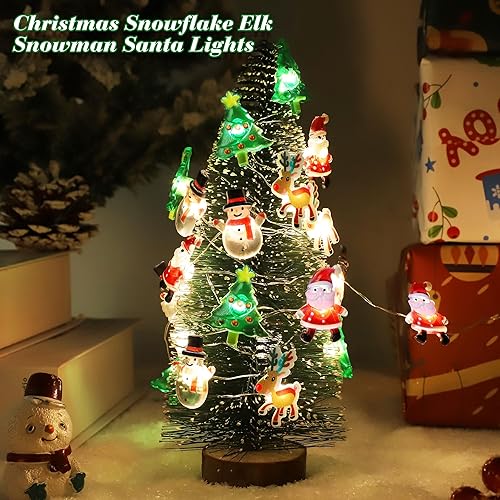 Miniatura 3 de Temporizador Guirnalda de luces de Navidad para decoración de árbol de muñeco de nieve, Papá Noel, funciona con pilas, guirnalda de luces de Navidad