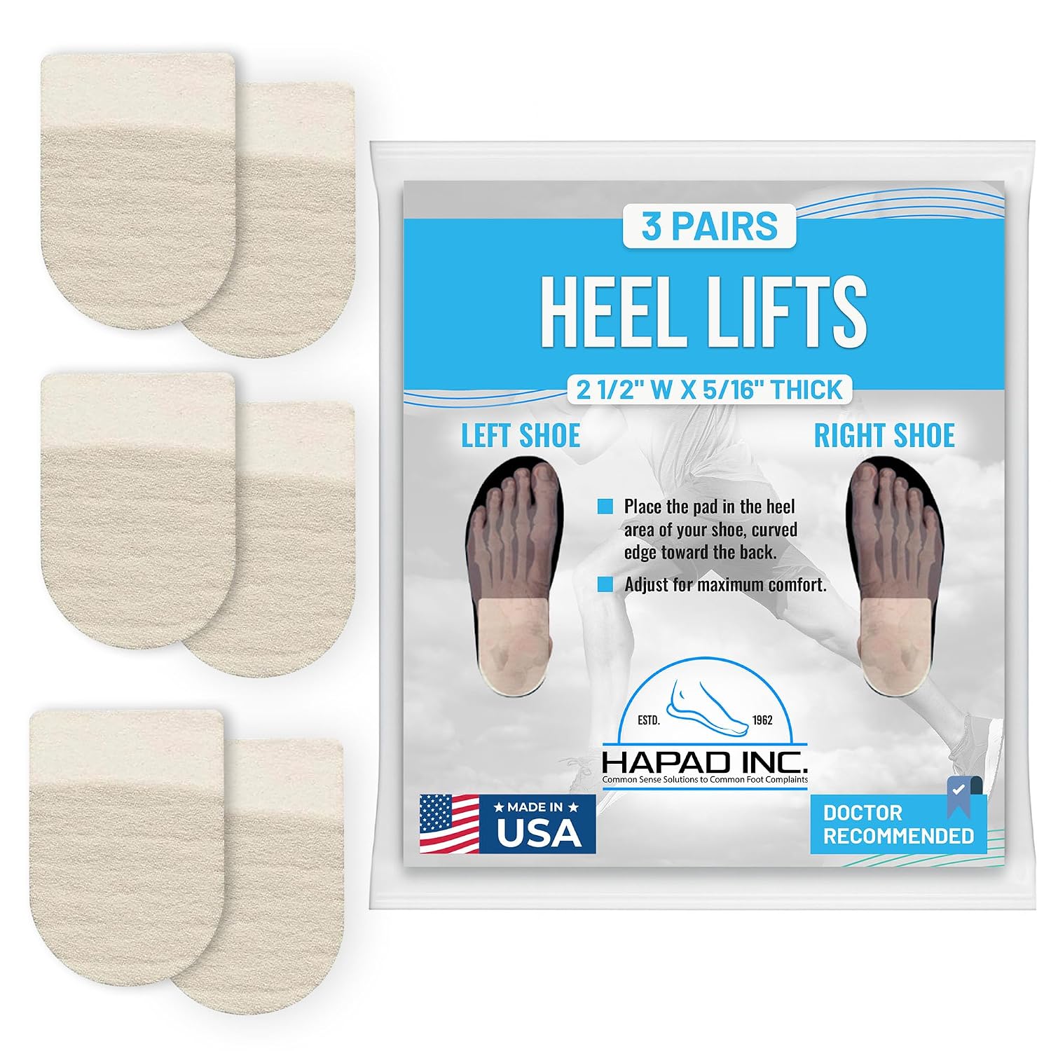 Hapad Heel Wedges - Sold as a Pair (3/4 Length 3" Wide)