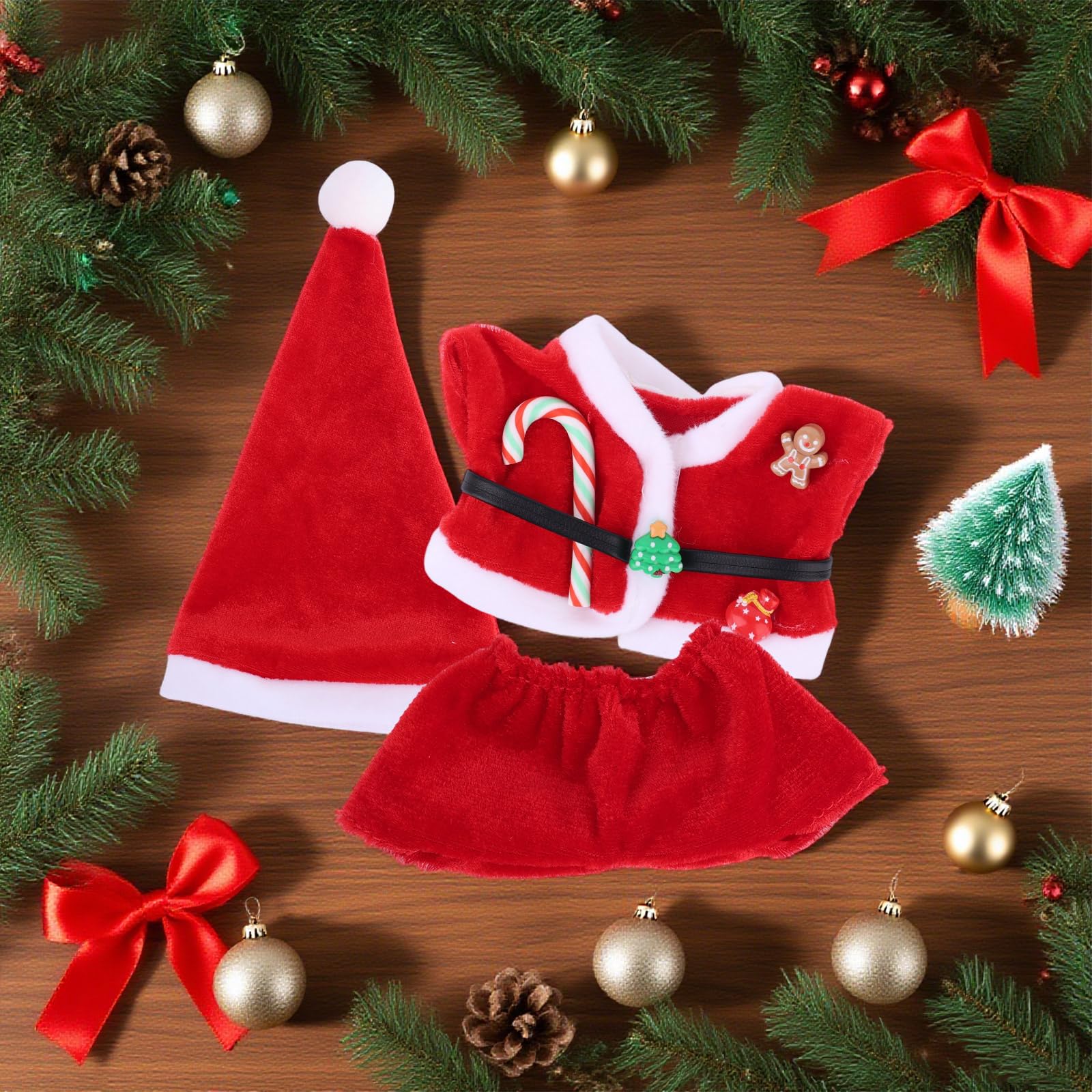 17cm Doll Christmas Clothes, Include Pointed Hat Top Shorts Red and White Kawaii Doll Christmas Outfit(Only Clothes) - Image 4