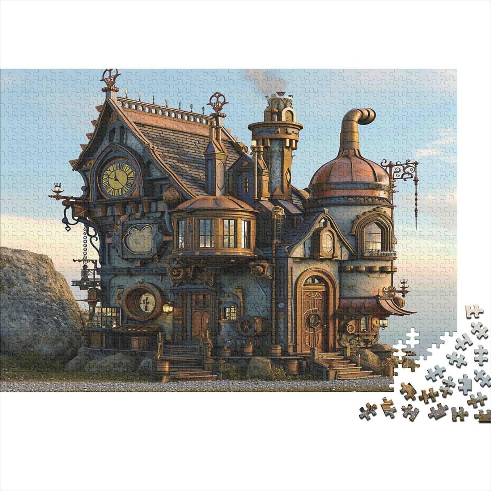 Fantasy House 1000 Pieces Jigsaw Puzzle for Adults paper Puzzle Learning Magic Building Puzzle Stress Relief Home Decor 52x38cm/1000pcs
