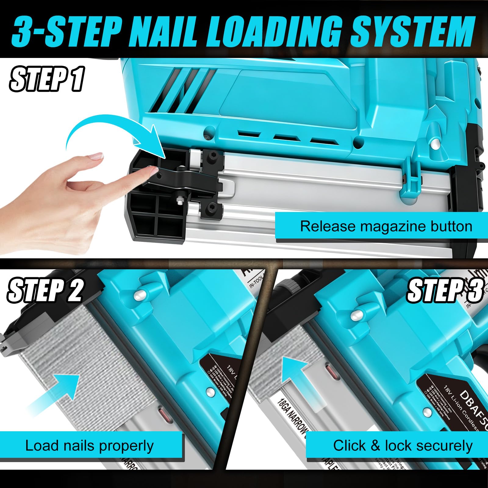18GA 2-in-1 Nagler & Tackernagler, Cordless Brad Nailer für Makita 18V Akku (ohne Akku), Nageltiefe einstellbar, E für Sockelleisten & Möbelbau