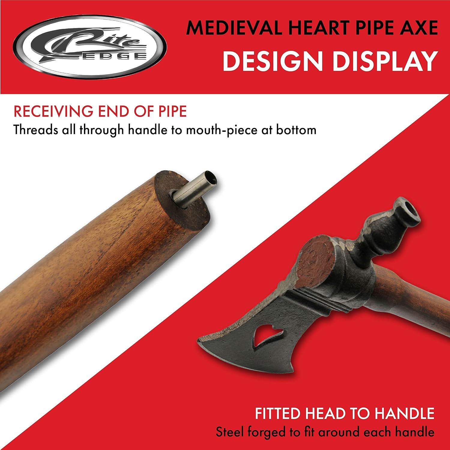 13.5" Wood Handled Carbon Steel Replica Medieval Peace Axe