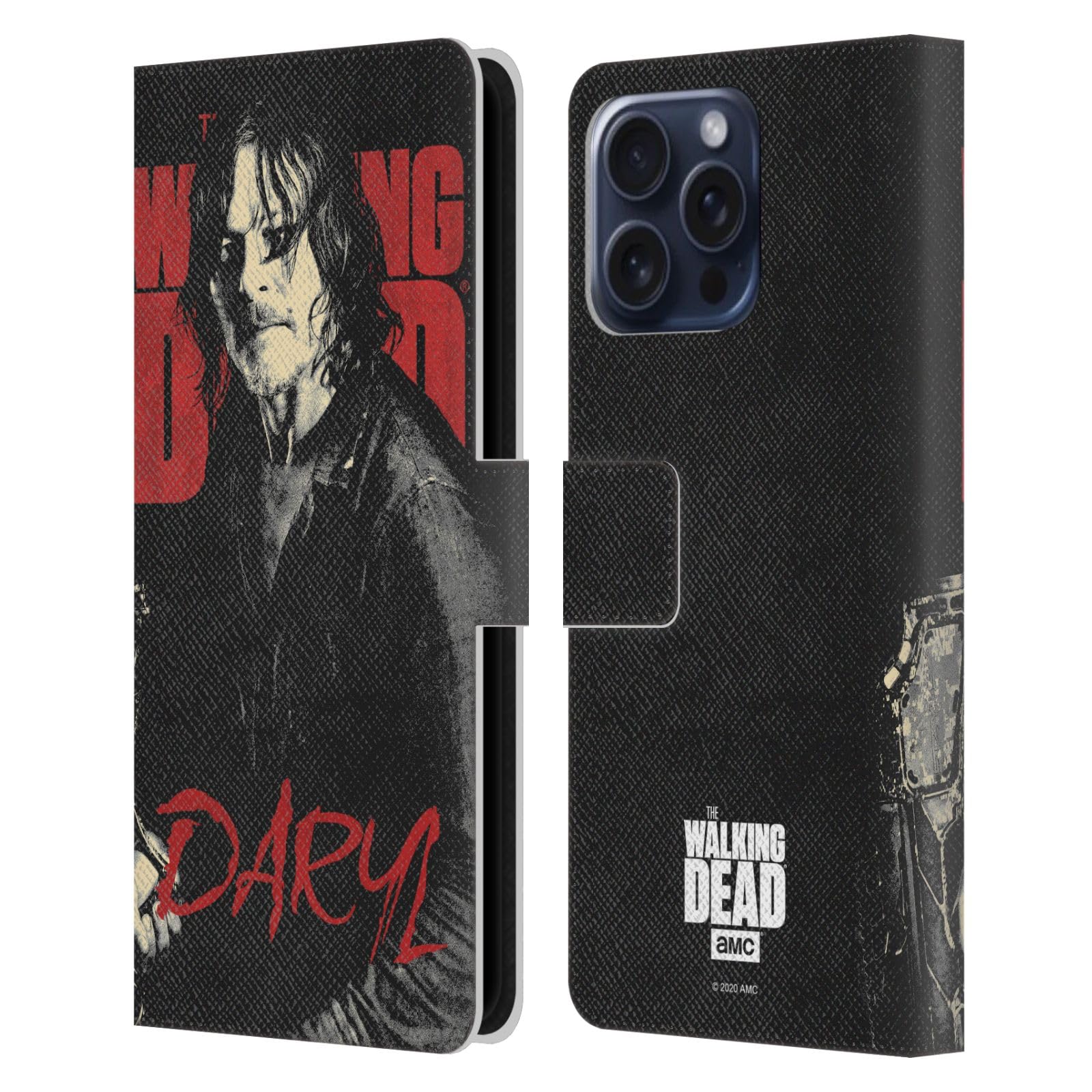 Head Case Designs Licenza Ufficiale AMC The Walking Dead Daryl Stagione 10 Primi Piani Personaggi Custodia Portafoglio in Pelle Compatibile con Apple iPhone 16 PRO Max