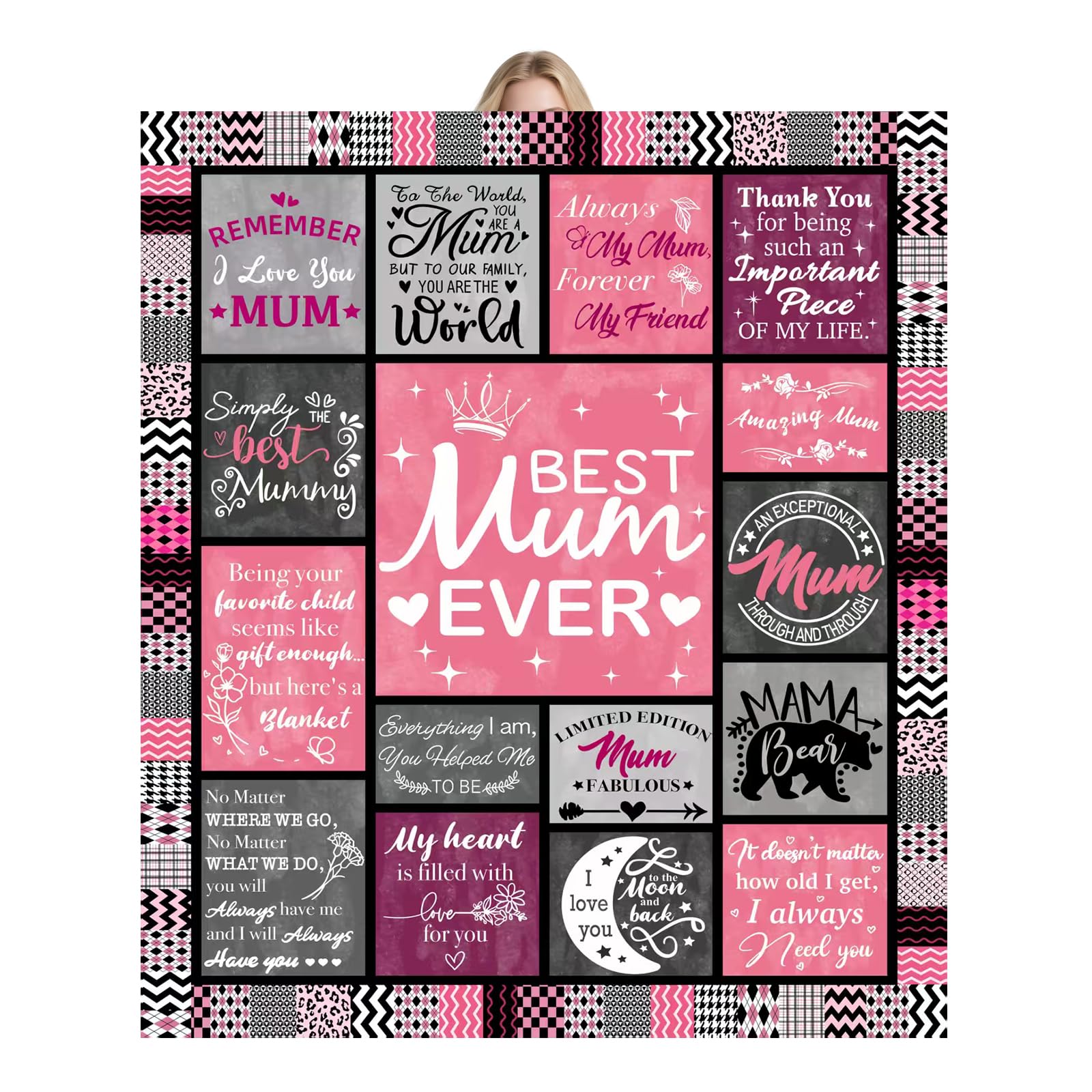 for Mom, Soft & Comfortable Flannel Blanket for Mom's Birthday Gifts Reinforced Stitching Throws Blanket for Sofas Chairs Single Beds 60"x50" Gifts for Mum Stepmum Mom Mama