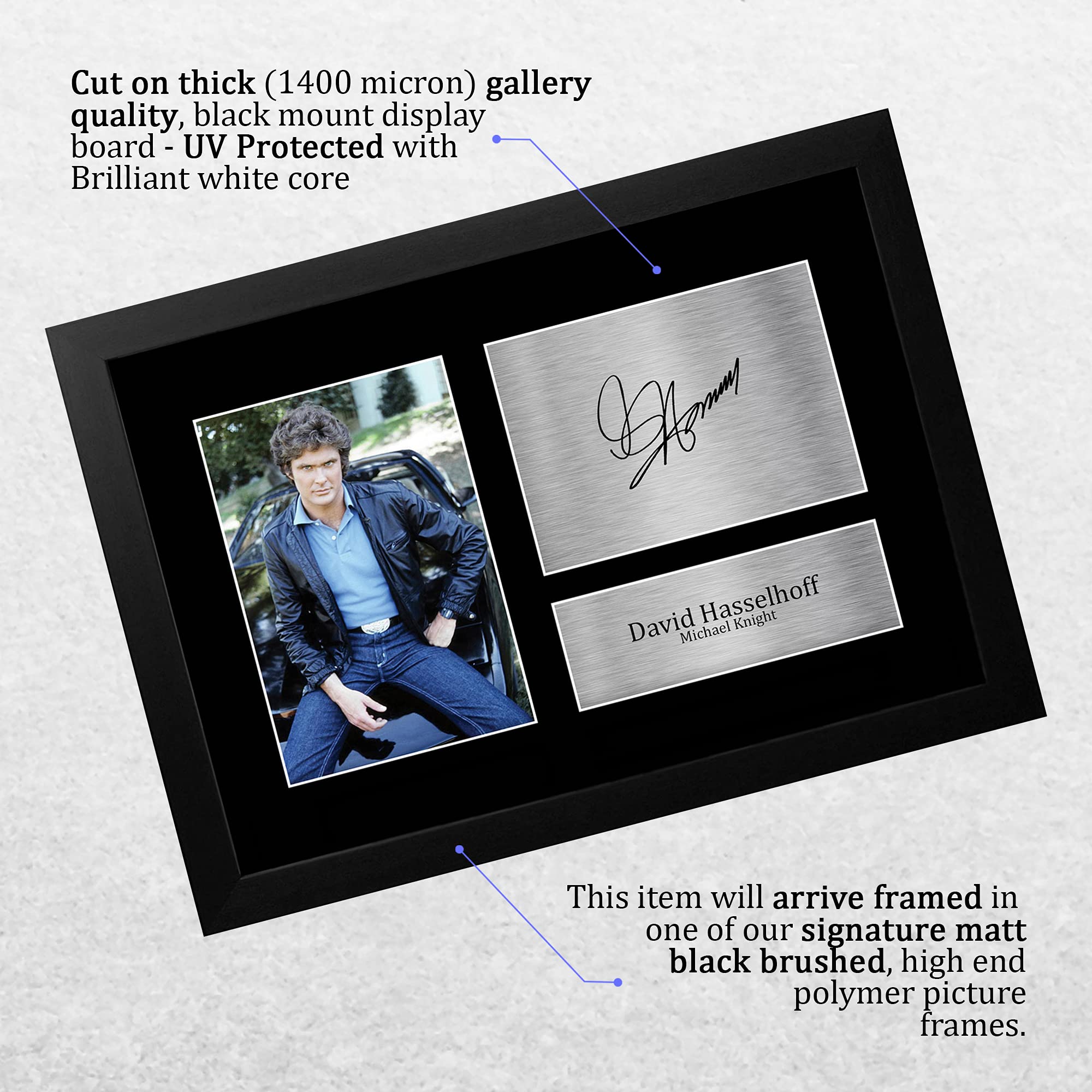 HWC Trading FR A4 David Hasselhoff Knight Rider Regali Stampati Autografo Firmato Immagine Per Gli Appassionati Di Programma Televisivo - A4 Framed