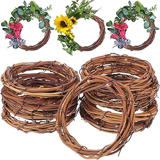 UKCOCO 10pcs Easter Grapevine Wreath: 10cm Unfinished Natural Dried Ratt...