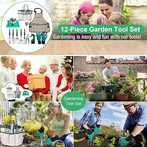 Miniatura 8 de Juego de herramientas de jardín, 11 piezas, herramientas manuales de jardinería de acero inoxidable resistente, suministros de jardín con