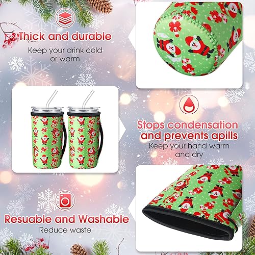 Miniatura 2 de Boao 12 fundas aislantes para taza de café helado, de neopreno, para vaso, con asa (30-32 onzas, estilo elegante)