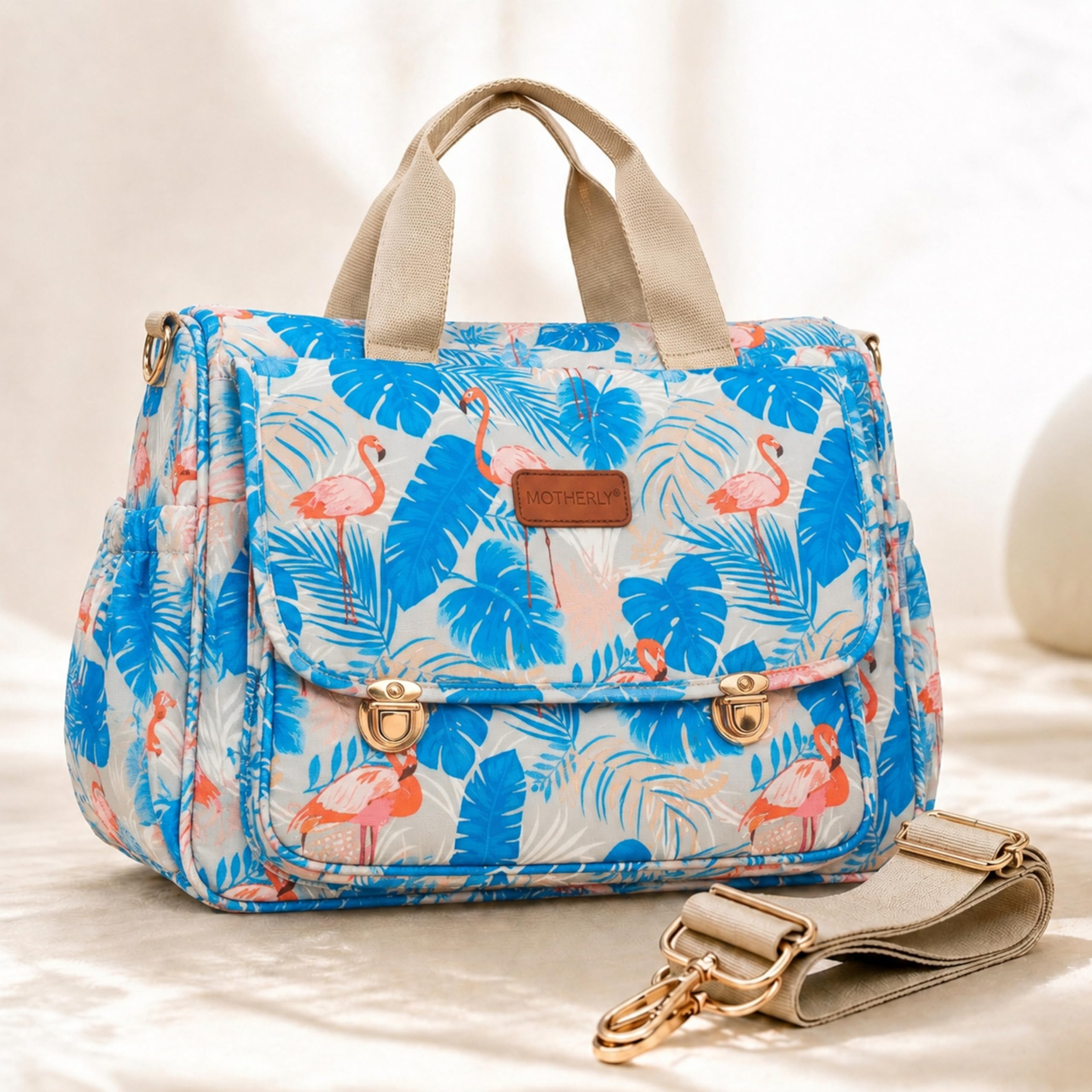 Motherly Glory Tote Diaper Bag for Mothers for Travel, Maternity Bag for Newborn Baby, Mothers Travelling Bag, Multiple Pocket Water Resistant Baby Bag, Hospital Bag for moms (Flamingo)