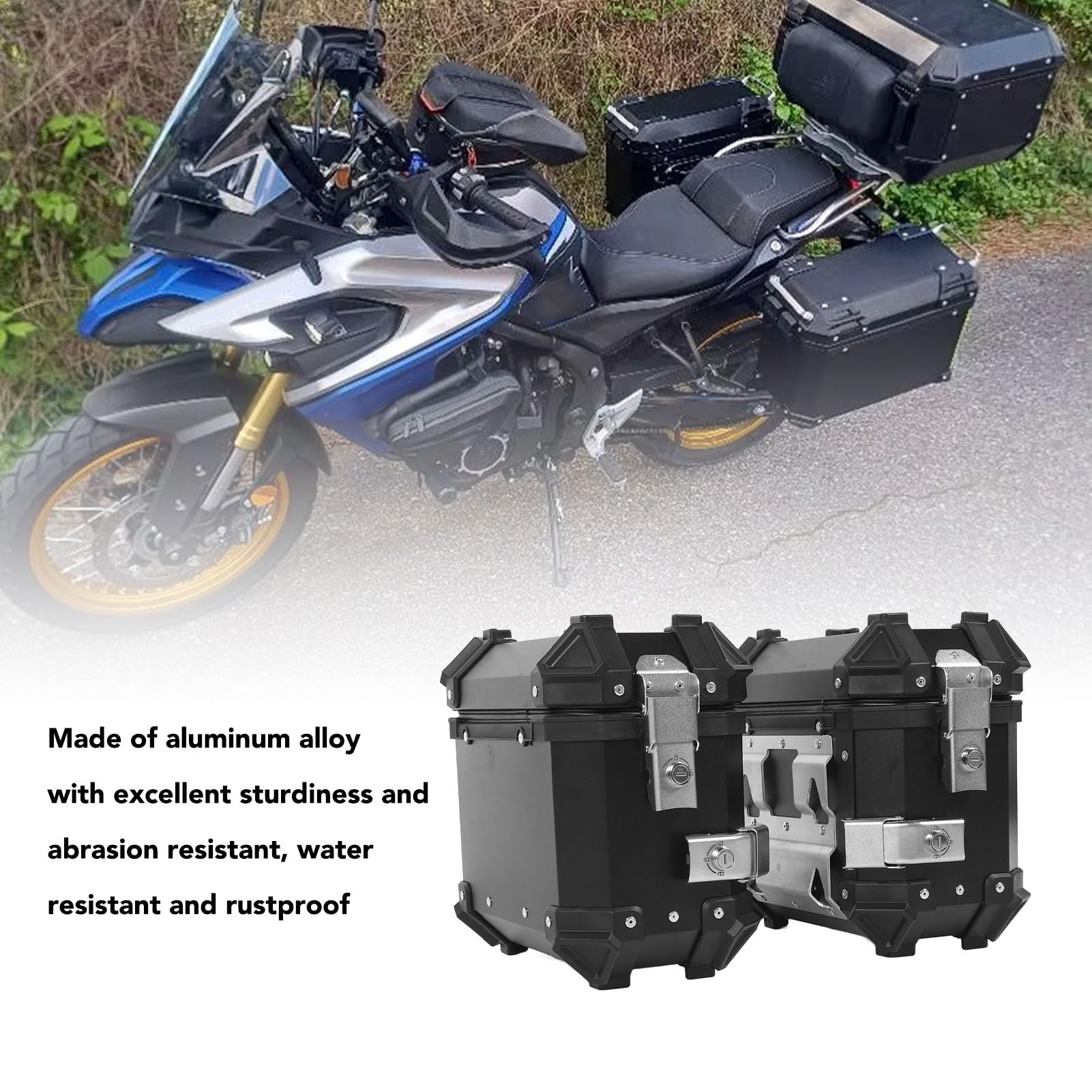 Akozon Caja de Motocicleta Aleación de Aluminio Caja de Silla de Montar Hard Support Rack Casco Equipo de Montaña