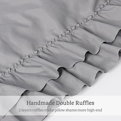 Miniatura 5 de HIG Paquete de 2 fundas de almohada estilo rústico con volantes, tamaño estándar, estilo rústico francés, vintage, con volantes artesanales, fundas