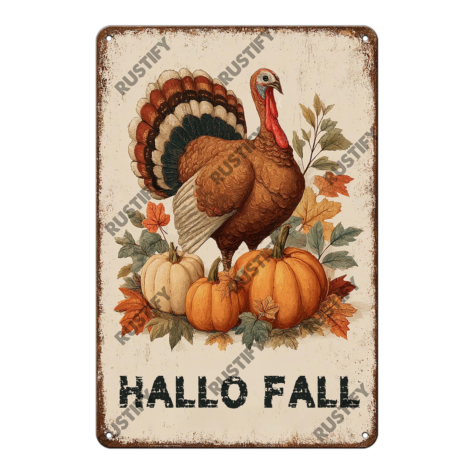 Anceky Happy Thanksgiving Pumpkin Tin Sign Vintage Metal Sign Wall Decor for Home Yard Garden Bar Office 12×8 Inch