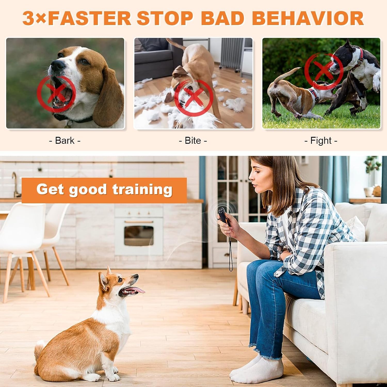 Dog Bark Deterrent Devices, Rechargeable Ultrasonic Anti Barking Device for Dogs, Dog Bark Control Devices 50FT Range Safe for Dogs & Human Portable Indoor Outdoor Dog Barking Silencer, Dog Training | Safe for Dogs & Human, 50FT Range, Rechargeable, Indoor Outdoor Use, Corrects Excessive Barking and Bad Behavior, Training