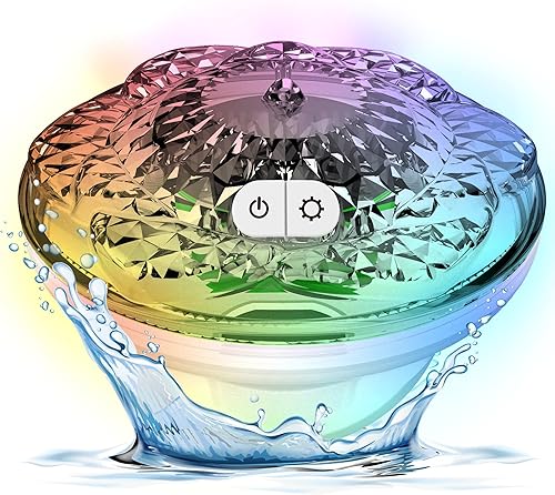 Pyle Bola de luz flotante para piscina, 3 luces solares que cambian de color para piscina, luces flotantes impermeables IP68 recargable, luz