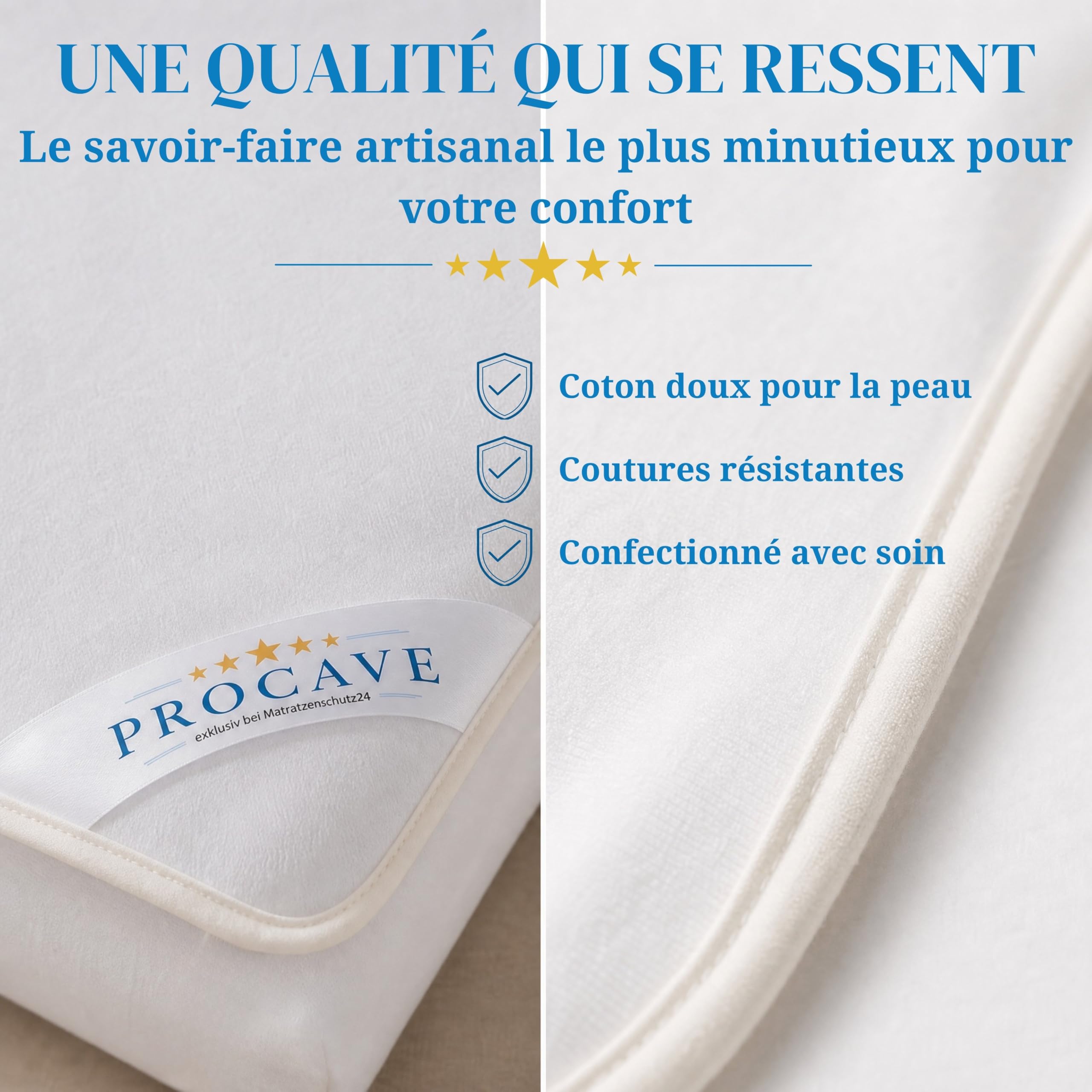 PROCAVE | protège-Matelas imperméable dans des Tailles différentes | alèse imperméable en Molleton | fabriqué en Allemagne | protège-Oreiller| 160x200 cm