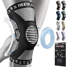 NEENCA Rodillera Profesional, Rodillera de Compresión con Almohadillas de Gel de Rótula y Estabilizadores Laterales para Hombre y Mujer, Rodilleras de Grado Médico para Correr, Desgarro de Menisco