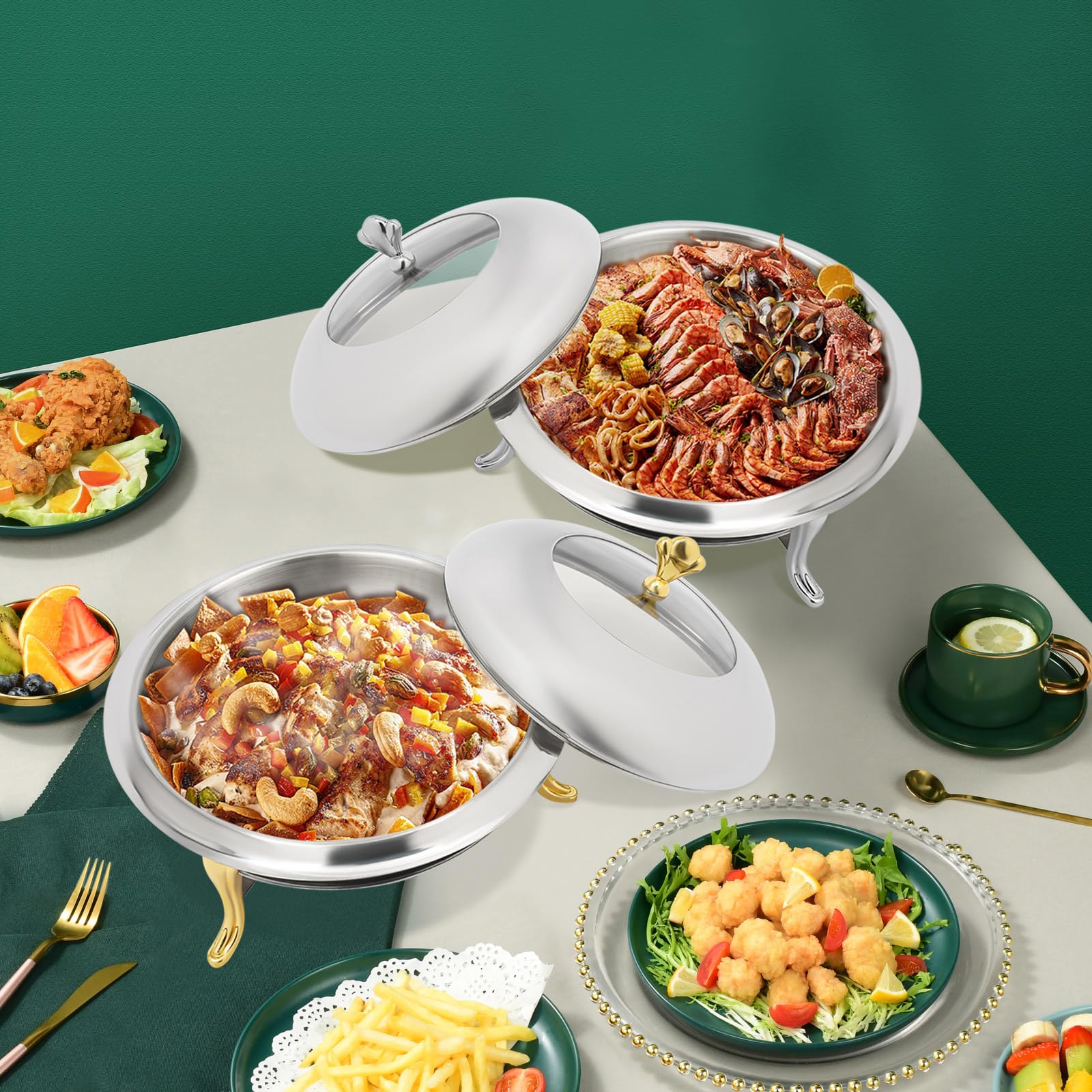 Scaldapiatti con Coperchi in Acciaio Inox Riscaldamento Sala da Pranzo Arrosto Piatto-Riscaldato Professionale Tenuta Calda Reepiente Piatto Calore Buffet Chafing Dish Piastra Riscaldanti