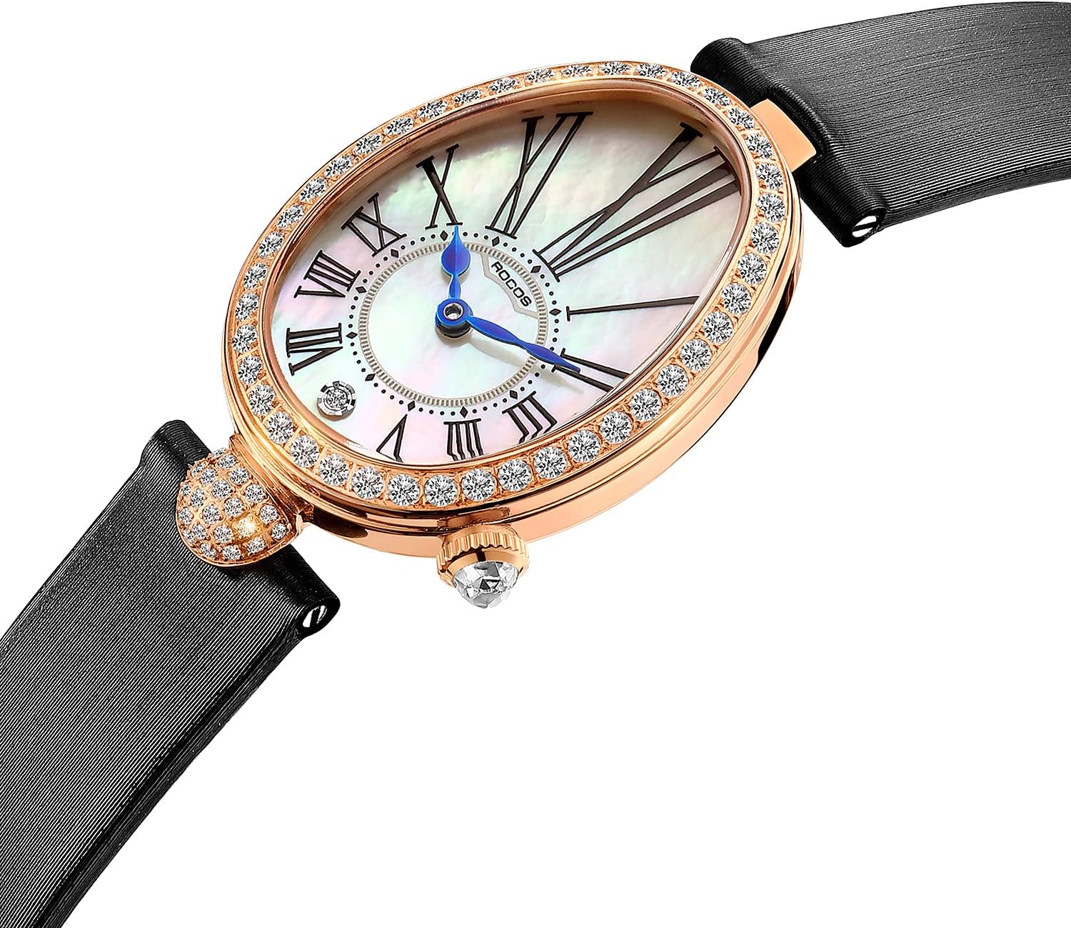 R0233 Vintage Luxury Watch for Women—Oval Ladies Watch,Irregular Roman Numerals,Rose Gold Case,Coffee/Black Leather Strap,Water-Resistant, Women's Fashionable Dress Watches - Image 2