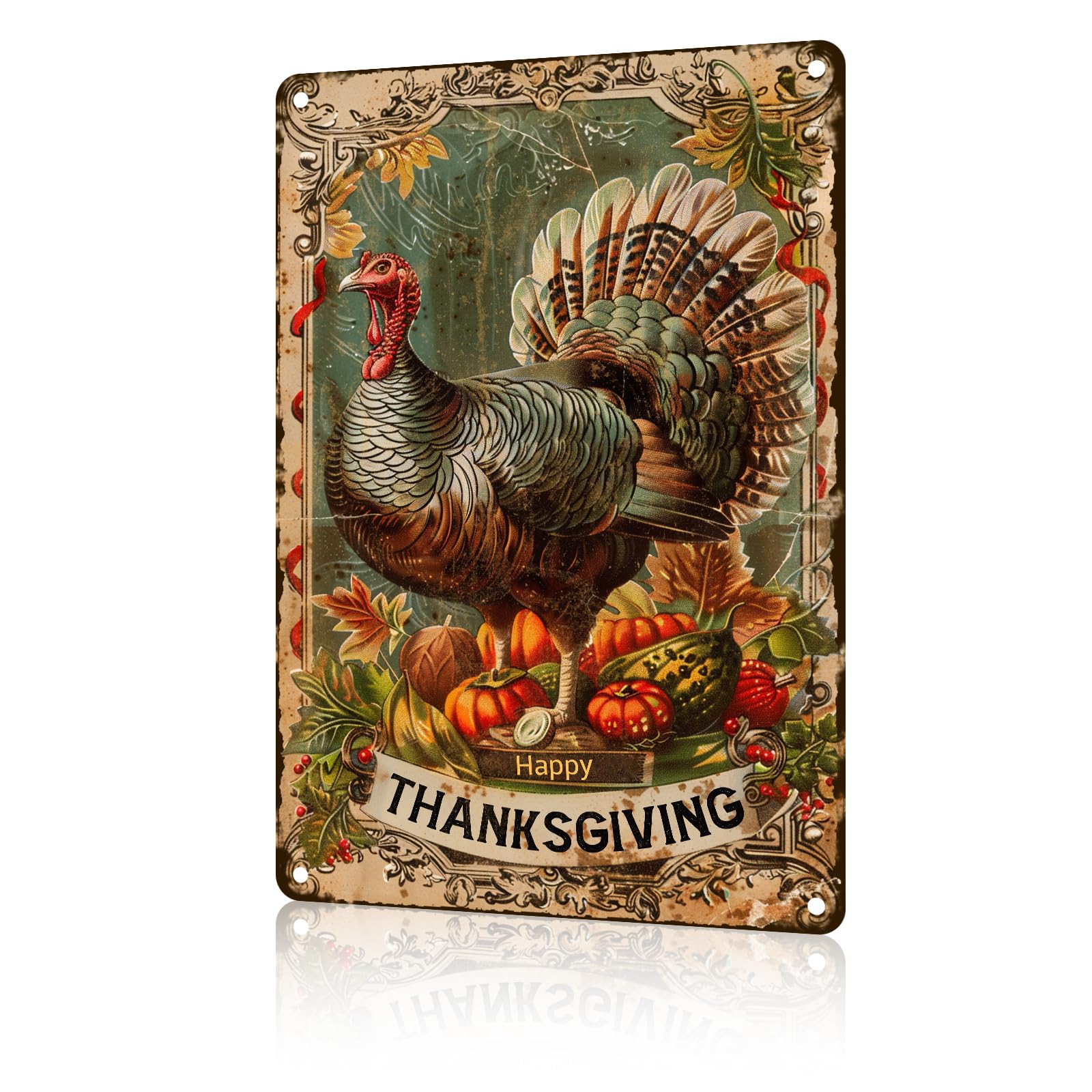Anceky Funny Wall Decor Thanksgiving Turkey Vintage Metal Signs Tin Sign for Home Indoor Outdoor Decoration 8×12 Inch