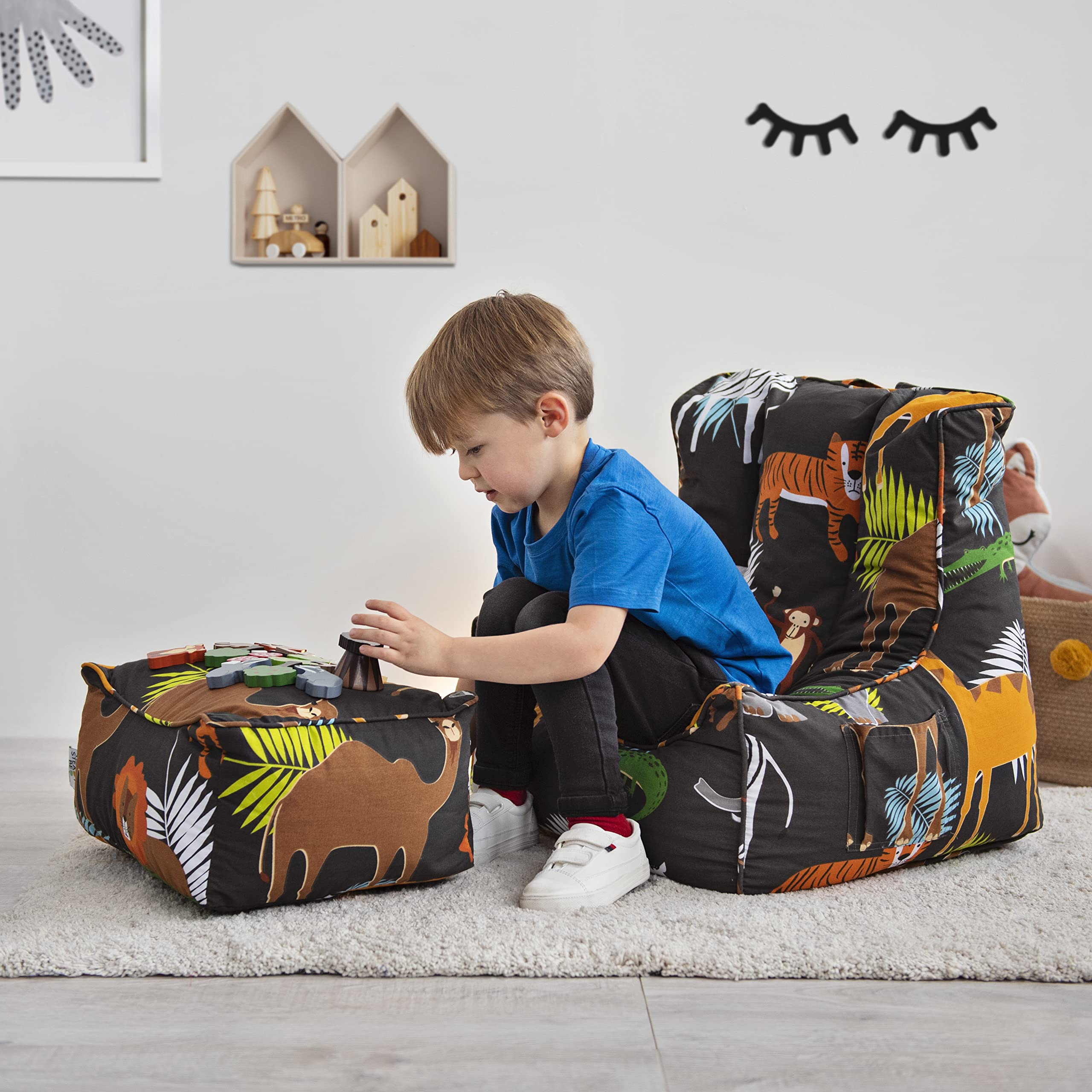 Ready Steady Bed Kinderen Bean Bag Stoel met Voetenbankje