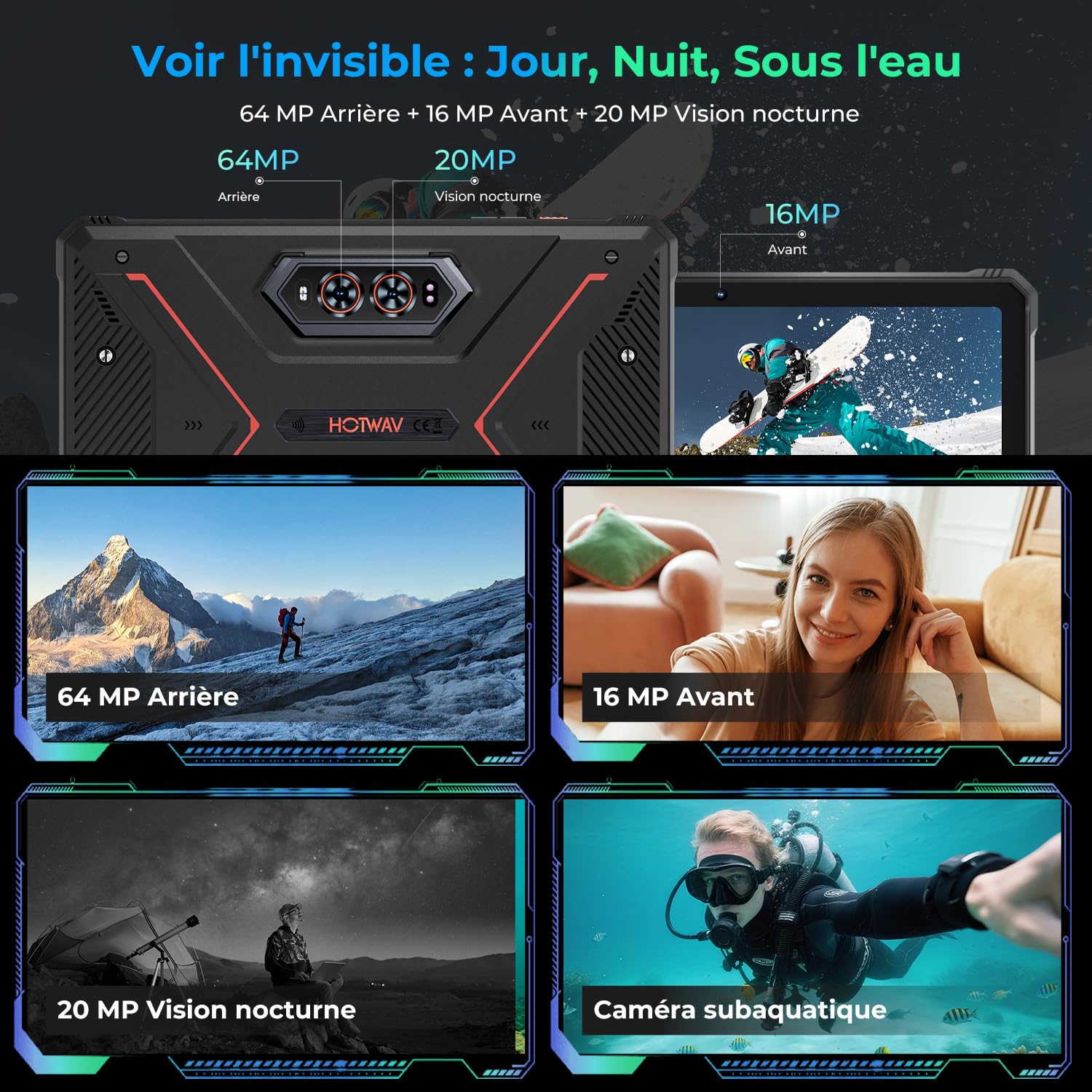 HOTWAV R9 Ultra 5G Tablette Incassable, 24Go + 512Go/TF 2To Android 15 | Tablette Écran 11" 2K FHD+ Tablette avec Stylet, 20080mAh, 64MP+16MP, Dual SIM/WLAN 5/Octa Core/Gemin AI/IP68&IP69K/OTG